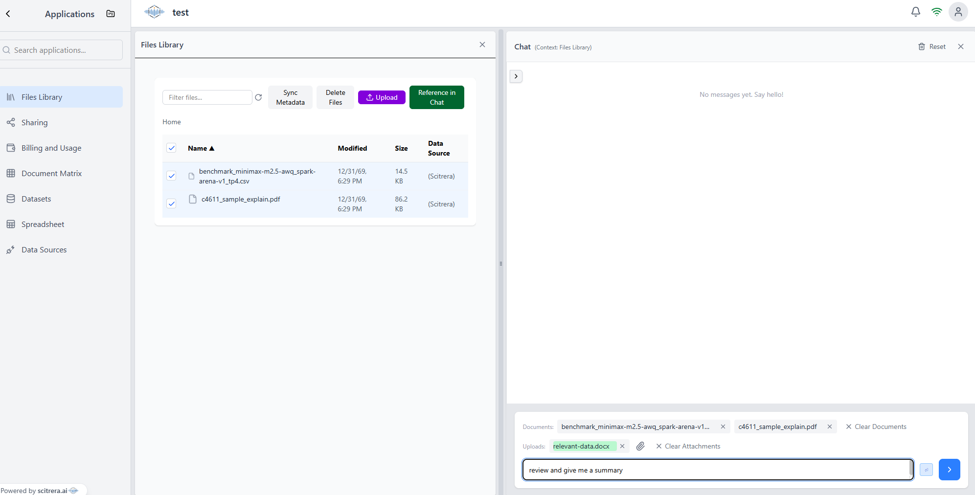 Chat with your Data screenshot